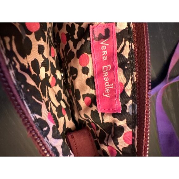Vera Bradley Quilted Crossbody Bag In Raspberry Pink With Floral Lining Adjustab - Picture 5 of 6